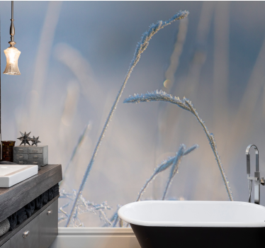 Wall mural nature frosty grass tips - TenStickers
