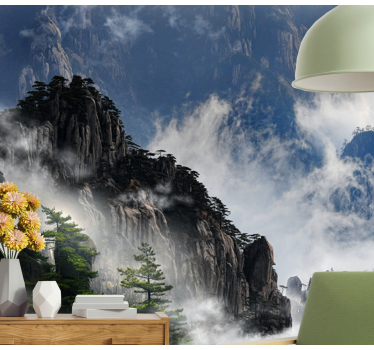 Wall mural nature mountain fog landscape - TenStickers