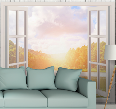 Wall mural nature sunrise over lake - TenStickers
