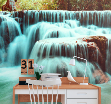 Wall mural waterfall serene cascade flow - TenStickers