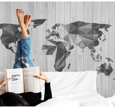 Wall mural world map geometric shapes world map wall mural - TenStickers