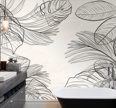 Warm colored thin leaves shapes Bathroom Wall Murals - TenStickers