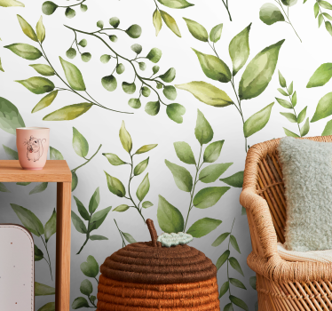 Watercolor Eucalyptus leaves nature mural - TenStickers