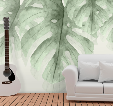 Watercolor Green Leaves nature murals - TenStickers