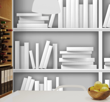 White abstract bookshelf wall wraps for office - TenStickers