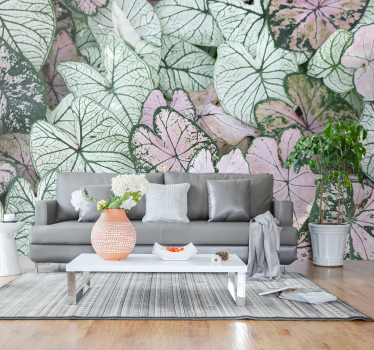 White and pink tree leaves wall mural - TenStickers