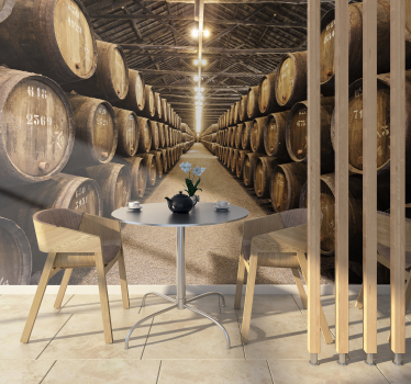 Wine barrels pattern wall mural - TenStickers