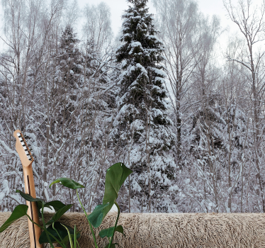 Winter woodland scene forest wall mural - TenStickers