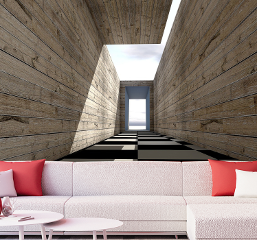 Wooden tunnel  3d mural wallpaper - TenStickers