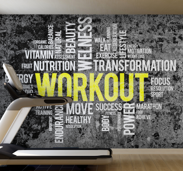 Workout fitness mind map word wall mural - TenStickers