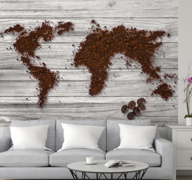 World Map wall mural Coffee - TenStickers
