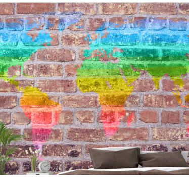 World map wallpaper colorful geographic design - TenStickers