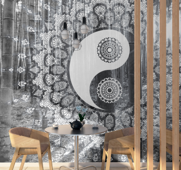 Ying Yang Paisley zen wallpaper - TenStickers
