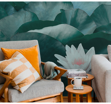 Zen white lotus flower mural wallpaper - TenStickers