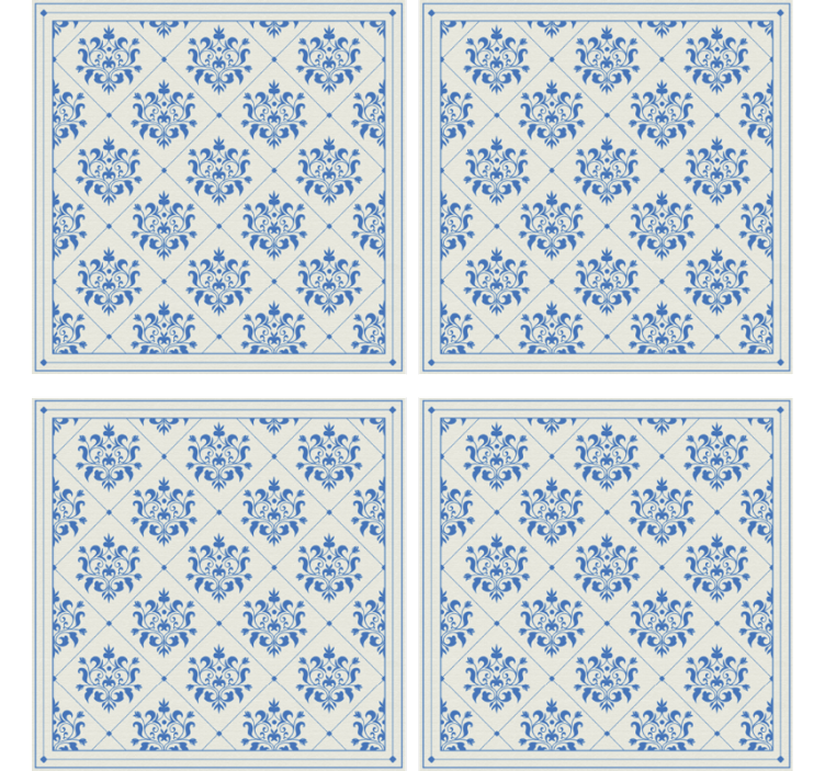 Floral tile  pattern coasters - TenStickers