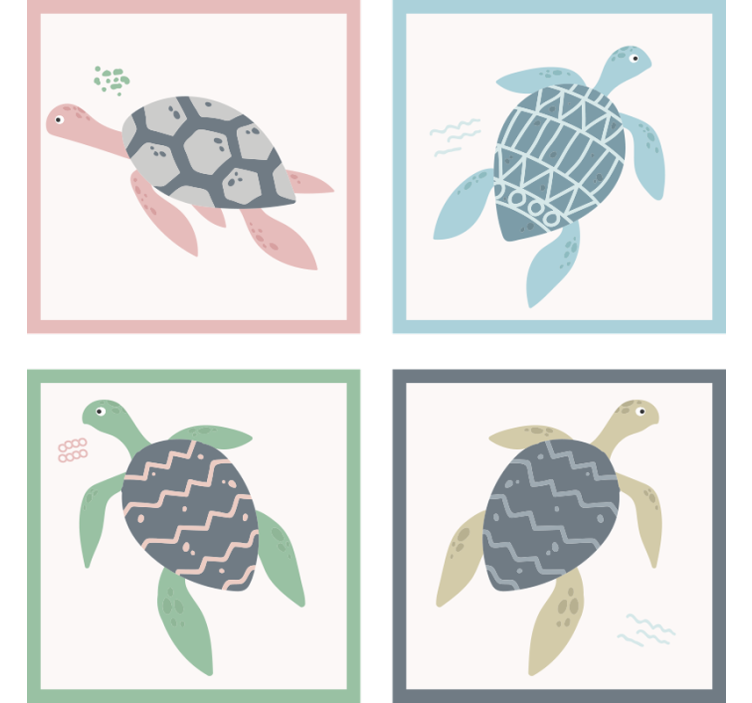 Geek coasters whimsical sea turtle designs - TenStickers