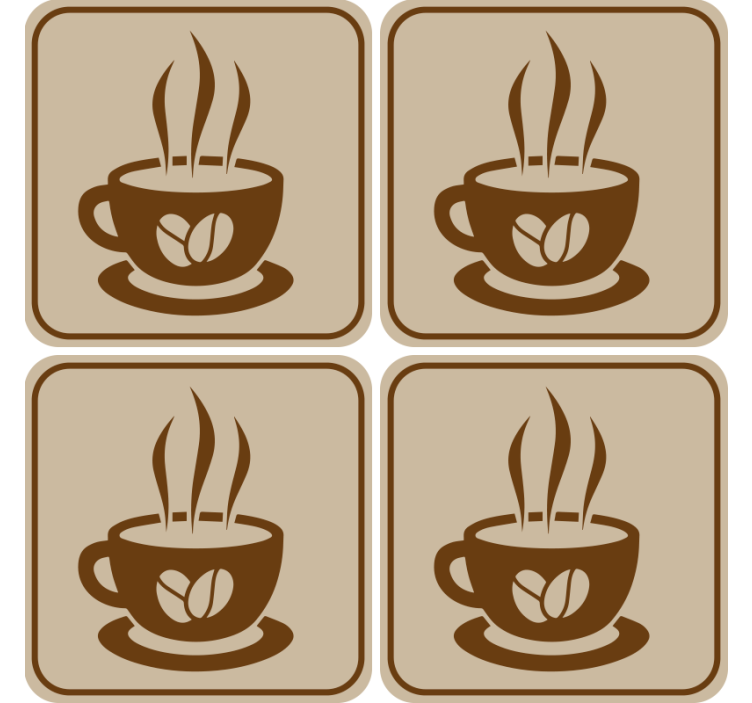 Coffee Cup with Beans vintage coaster - TenStickers
