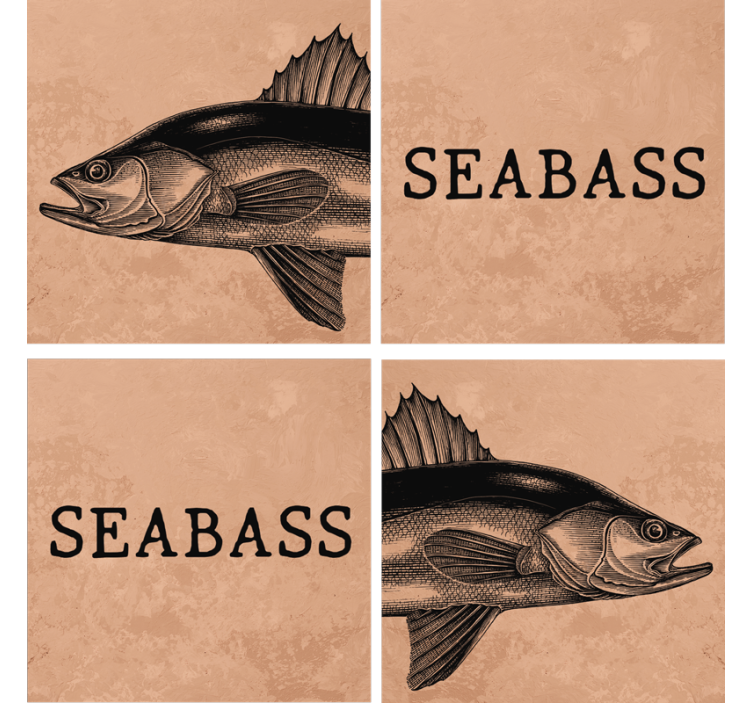 Personalisable coasters seabass illustration art - TenStickers