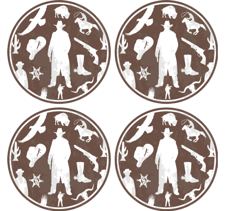 Cowboy and horses pattern drink coaster - TenStickers