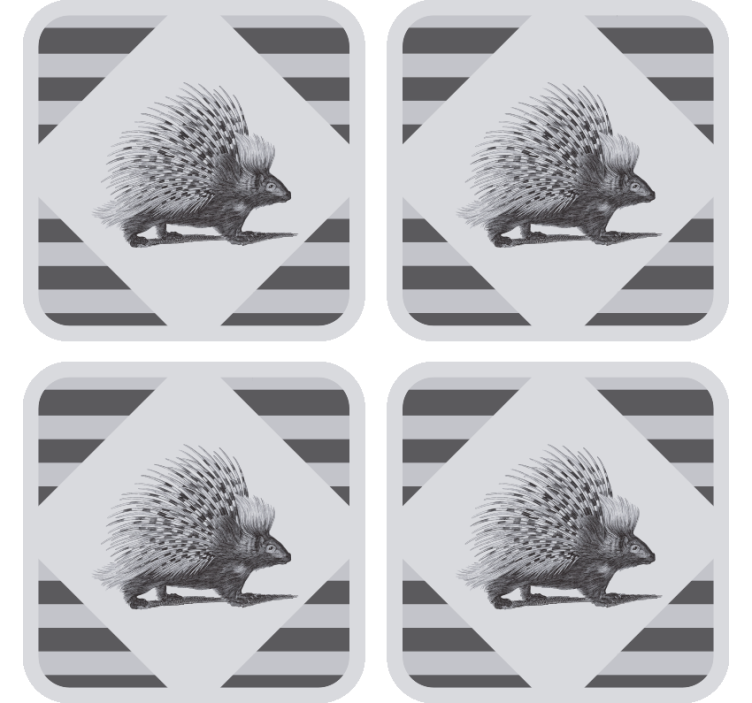 Modern coaster porcupine illustration with stripes - TenStickers