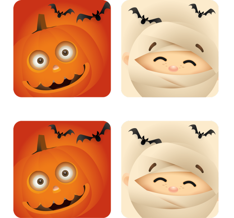 Halloween coaster cheerful pumpkin and mummy - TenStickers