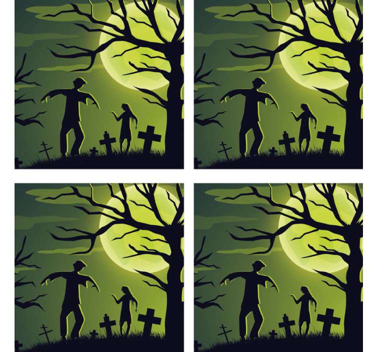 zombies on green background halloween coaster - TenStickers
