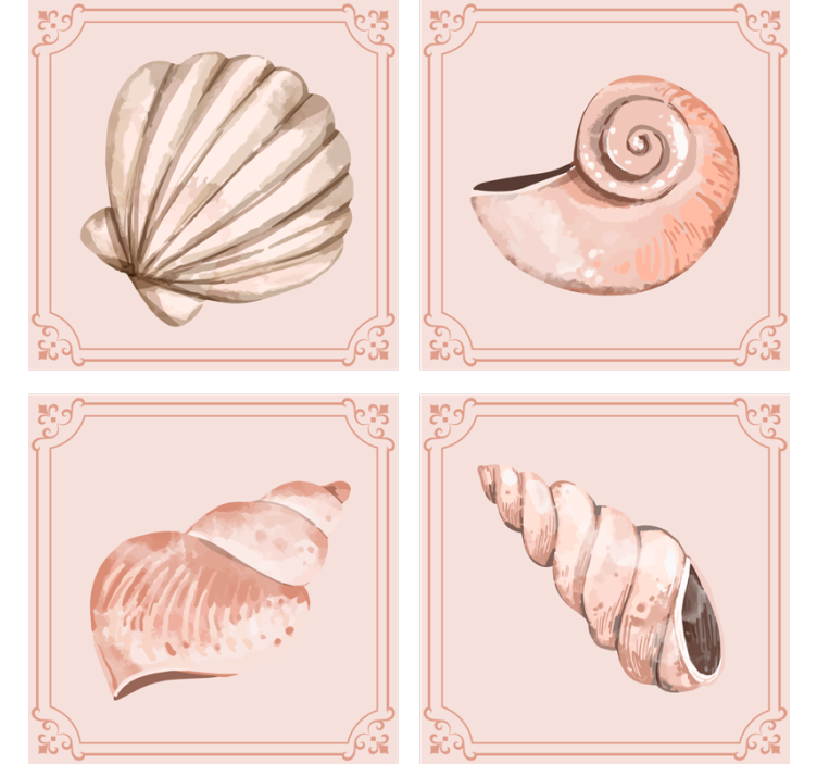 Vintage coasters with chic shell designs - TenStickers