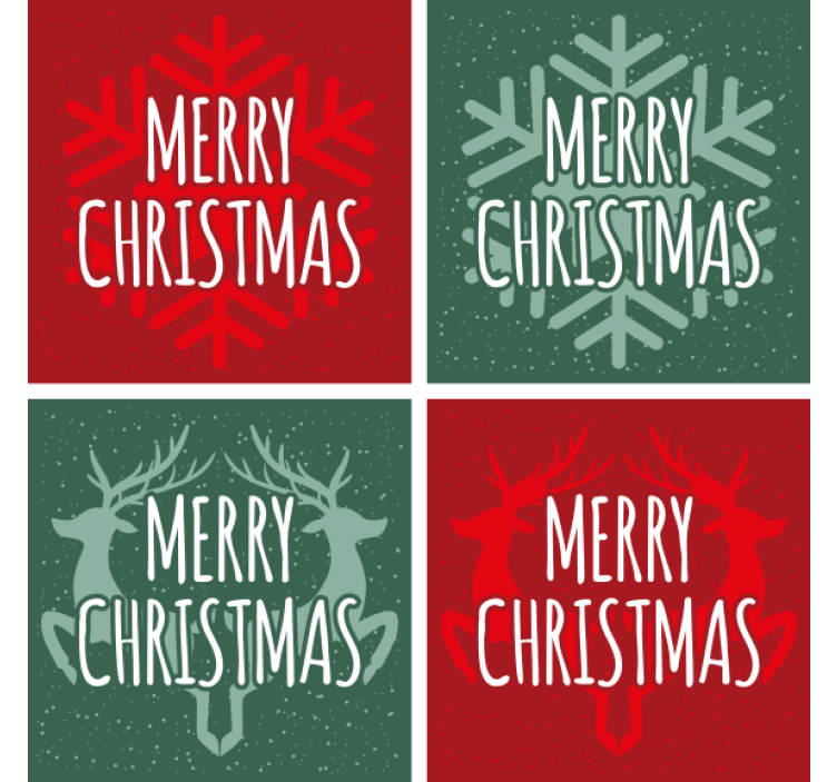 Green and red patterns Christmas coasters - TenStickers