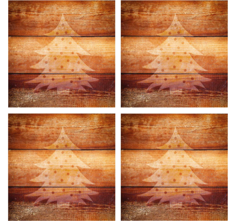 Xmas tree on wooden texture christmas coaster - TenStickers