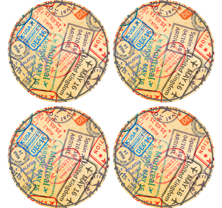 Travel Stamps modern coaster - TenStickers