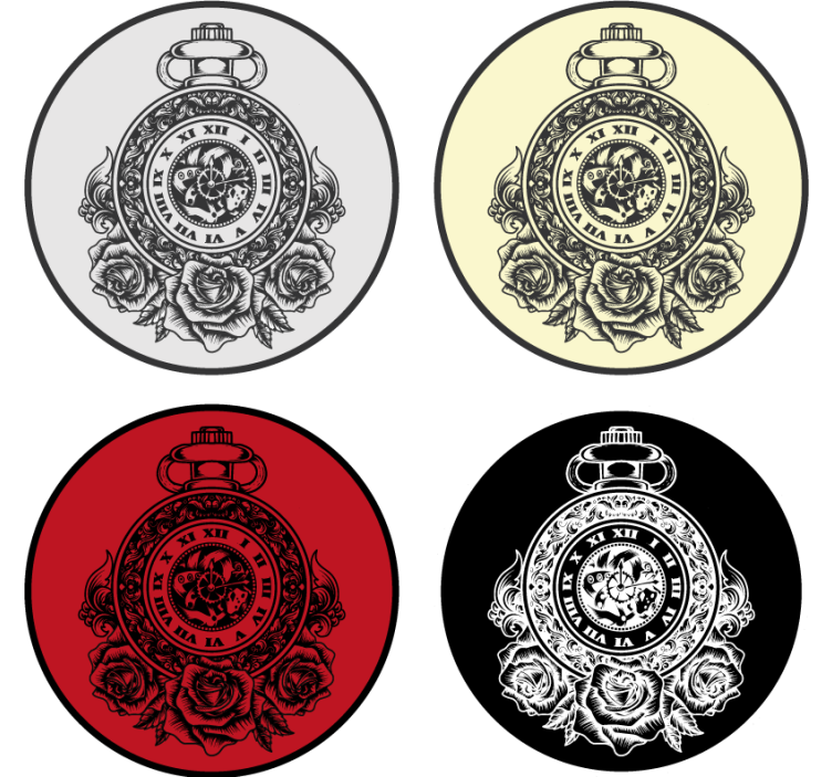 Vintage coasters vintage pocket watch roses - TenStickers