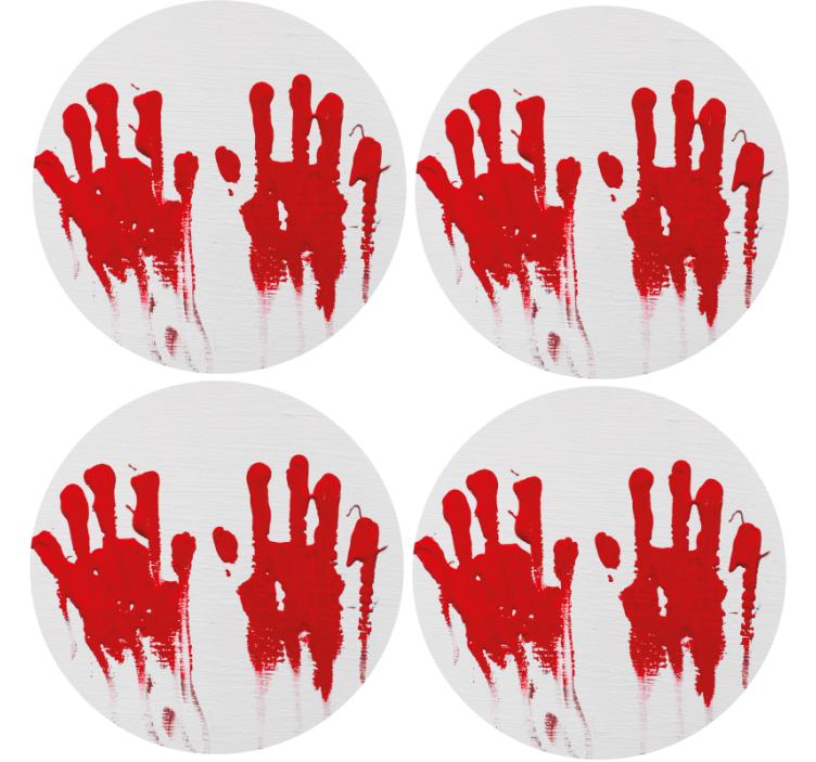 Bloody handprints halloween coaster - TenStickers