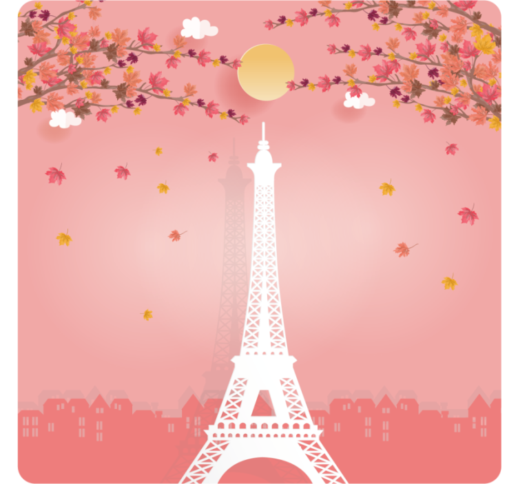Modern coaster eiffel tower autumn view - TenStickers