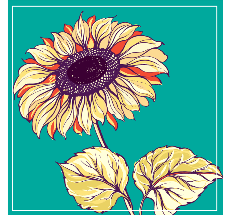 Beer mats with vibrant sunflower design - TenStickers