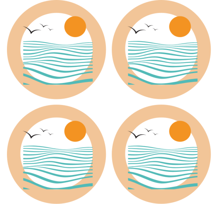 Modern coaster wave pattern sunset design - TenStickers