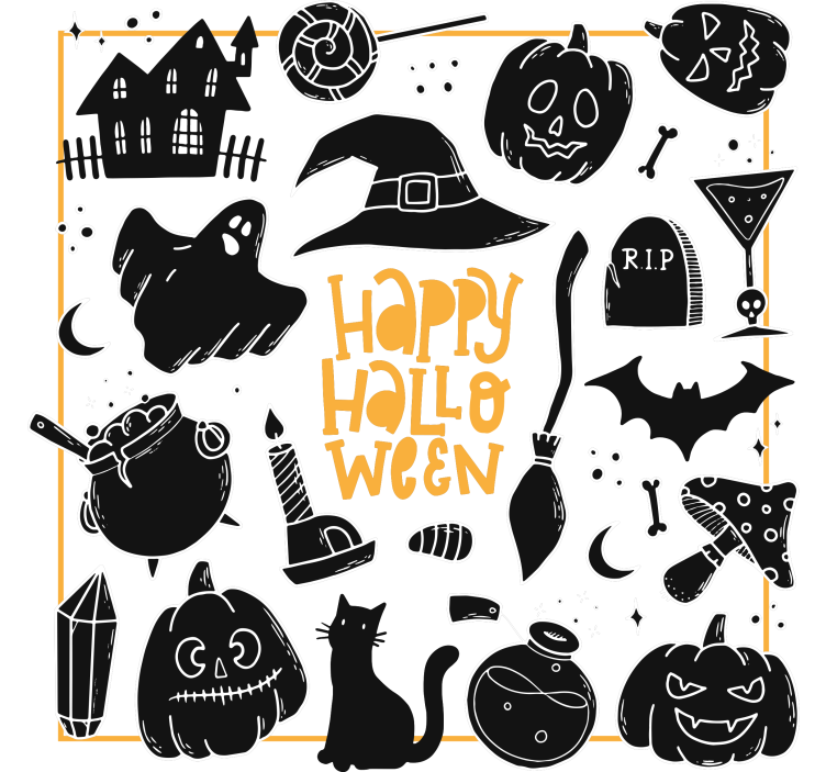 Halloween coaster with spooky halloween illustrations - TenStickers