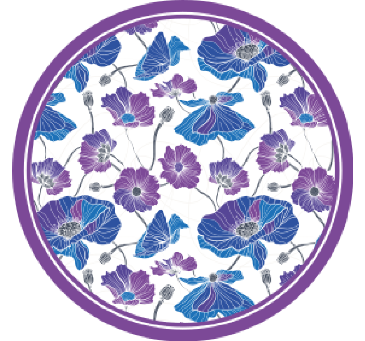 Modern coaster floral design with purple accents - TenStickers