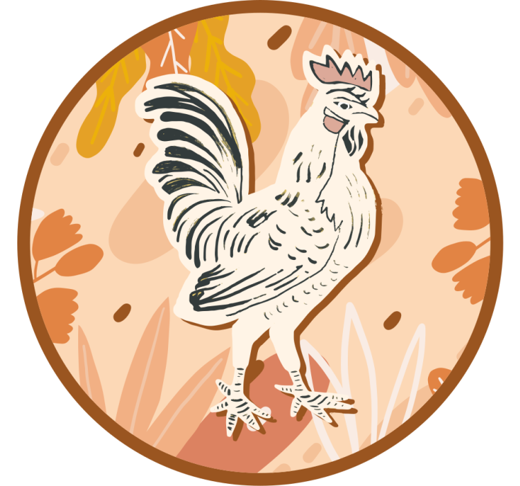 Geek coasters with stylized rooster illustration - TenStickers