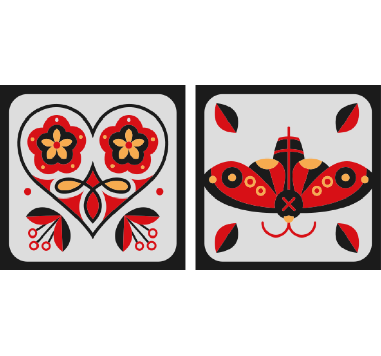 Geek coasters with heart and butterfly designs - TenStickers