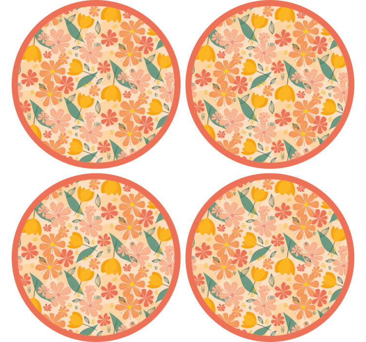 Coasters floral patterned round surface - TenStickers