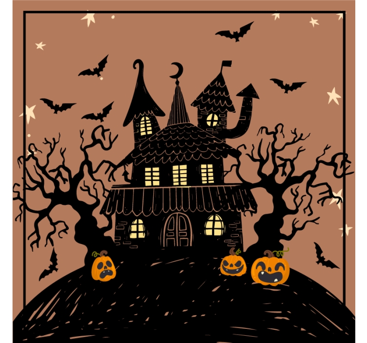 Haunted house with bats  Halloween coaster - TenStickers