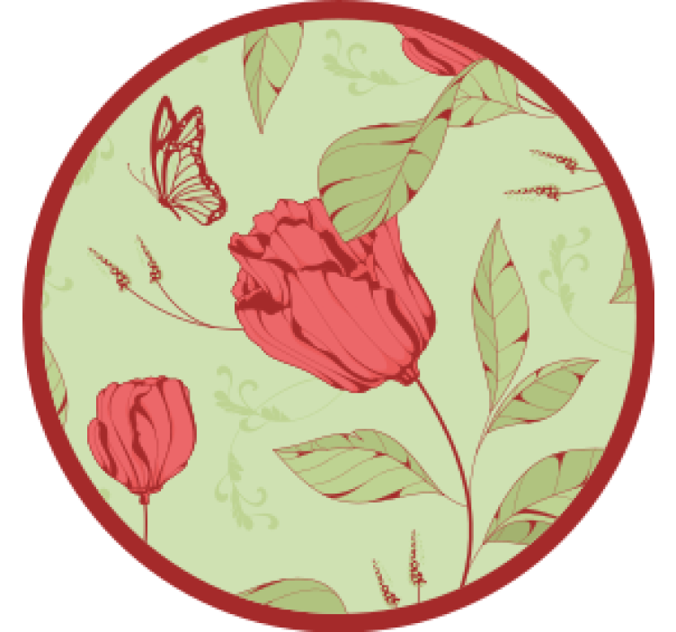 Modern coaster floral design with butterfly - TenStickers