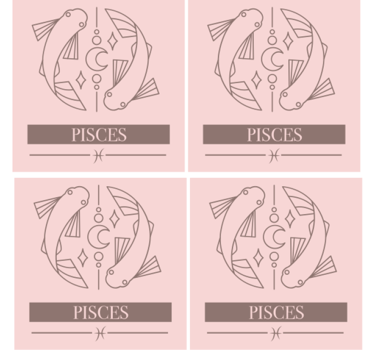 Personalisable coasters with pisces zodiac fish symbol - TenStickers