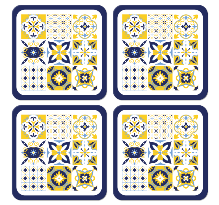 Blue Portuguese style tile coasters - TenStickers