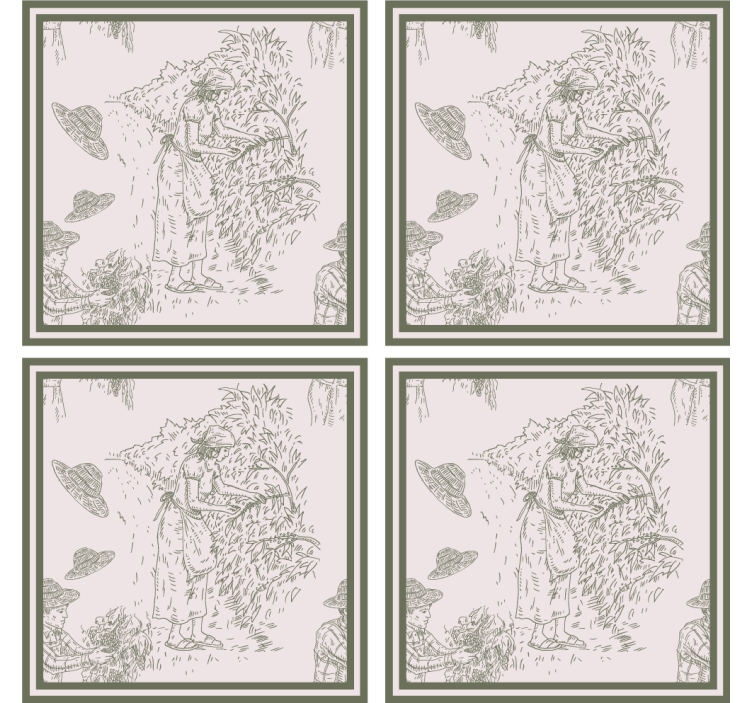 French toile de Jouy vintage coasters - TenStickers