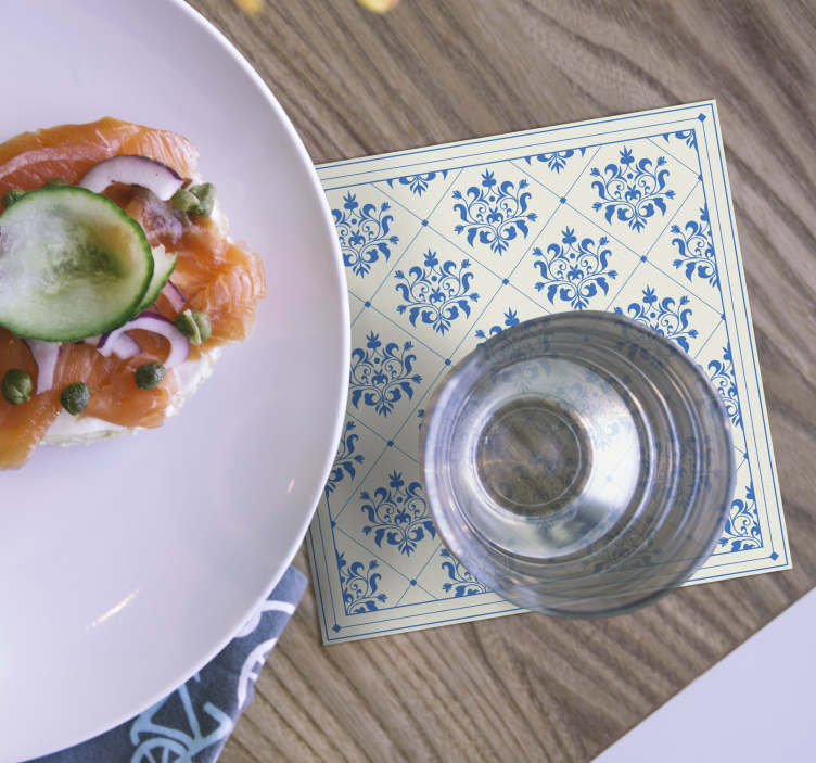 Floral tile  pattern coasters - TenStickers