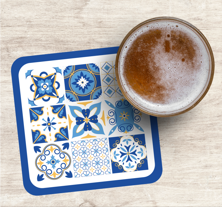 Blue Mediterranean style tile coasters - TenStickers