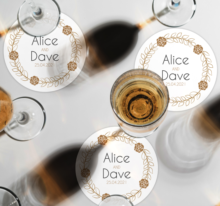 Celebration with date and name wedding coaster - TenStickers