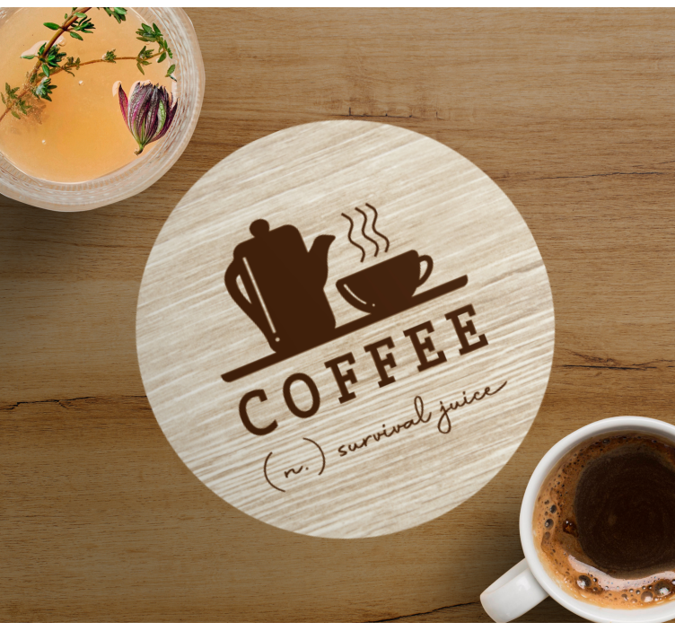 Coffee - survival juice text coasters - TenStickers
