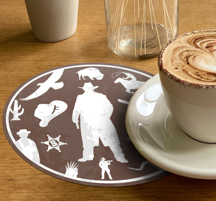 Cowboy and horses pattern drink coaster - TenStickers